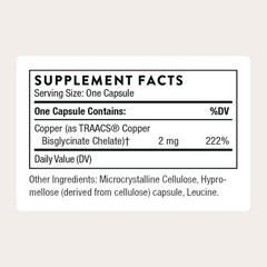 Copper Bisglycinate – Well-Absorbed Trace Mineral Supplement – 60 Capsules