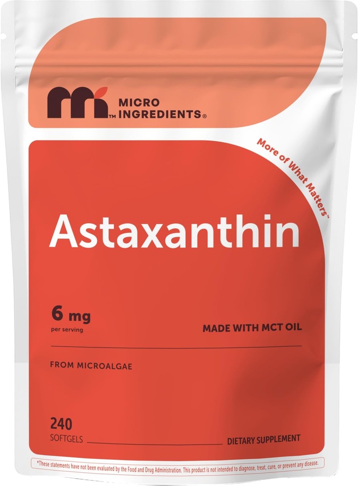 Micro Ingredients Astaxanthin 6mg with MCT Oil, 240 240 Count (Pack of 1)