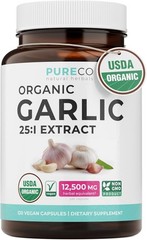 PURE CO USDA Organic Garlic Supplement-High Potency Organic Garlic 25:1 Extract