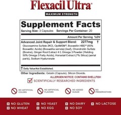 FLEXACIL ULTRA Best Joint Formula, Glucosamine Chondroitin MSM & Hyaluronic Acid