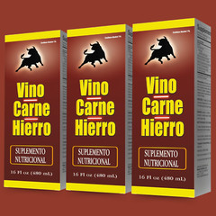 Menper Vino Carne Hierro Supplement with Iron & B Vitamins – 16 fl oz (3-Pack)