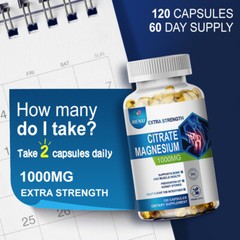 240 Magnesium Citrate Capsules 1000mg-Max Absorption Magnesium Powder for Muscle