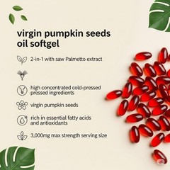 Pumpkin Seed Oil & Saw Palmetto 3000mg – 300 Softgels, Cold Pressed, Prostate &