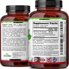 Zazzee Tart Cherry 10:1 Extract, 3000 mg Strength, 60 Vegan Capsules, Kosher