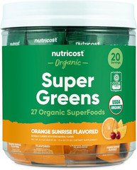 Nutricost Organic Super Greens (Orange Sunrise Flavored) 20 Stickpacks, Non-Gmo