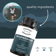 Thomas Natural Remedies Magnesium Glycinate Supplements 60 Vegan Ct 500mg 7/2028