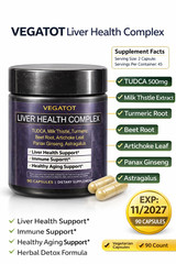 VEGATOT Liver Health Complex – 90 Capsules – TUDCA & Herbal Extract Formula –