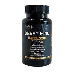 Energy Pills: 400mg Caffeine, 600mg Ashwagandha, 200mg Lions Mane for Focus &…