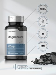 Horbäach Magnesium 500mg | 180 Caplets | Vegetarian, Non-GMO, and Gluten Free Su