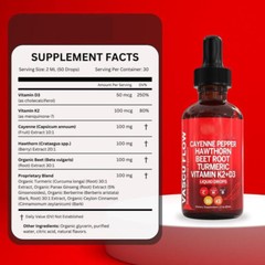 Nutra Vascu Flow Cayenne Pepper Liquid Drops Hawthorn Root Vitamin 1-3Packs