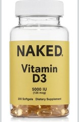 Naked 5000 IU High Potency Vitamin D3 Dietary Supplement – 200 Softgels