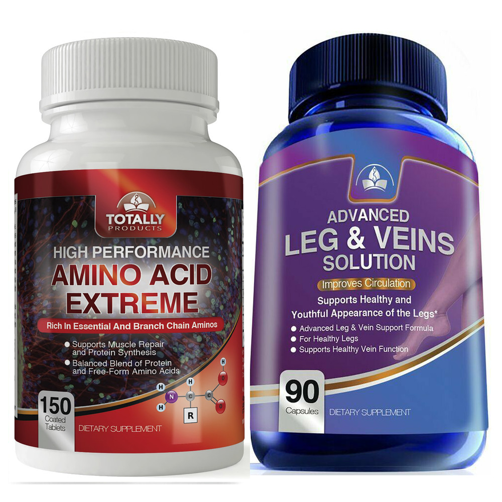 Amino Acid BCAA Muscle Support Supplement & Legs Healthy Veins Function 90 Caps