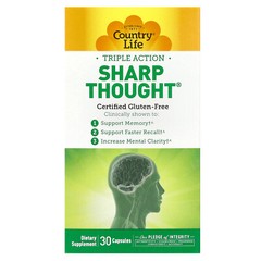 Country Life SharpThought 30 Capsules Gluten-Free, GMP Quality Assured,