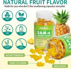 Pack of 2 SAM-e Gummies, Sugar Free 1600mg SAM e Supplement with L-Tyrosine,…