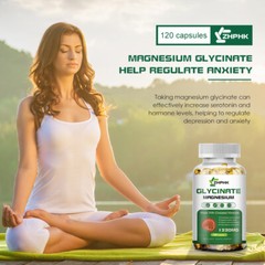 ZHPHK Magnesium Glycinate Capsules, 1330mg Per Servings, High Absorption