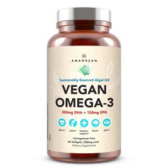 AMANDEAN Vegan Omega 3 Supplement. Premium Fish Oil Alternative. Algae DHA & …