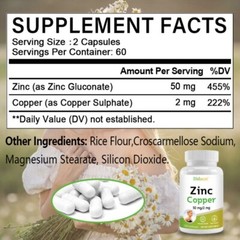 Zinc & Copper extract Capsules Antioxidant, Immune Support,Urinary Tract Health