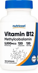 Nutricost Vitamin B12 (Methylcobalamin) 5000mcg, 120 Capsules – Non-GMO