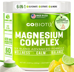 GOBIOTIX Magnesium Glycinate Powder, 6-Form Complex, 60 Servings