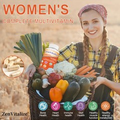 Women’s Multivitamin 6-in-1,Support 6 Key Vitamin Functions Non-GMO 30/60/120Cap