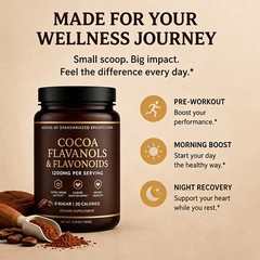 High Flavanol Cocoa Powder Flavonoids Supplements Energy Boost 1200mg