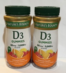 2PK Nature’s Bounty Vitamin D3 Gummies 50MCG 2000IU 90 Count Exp 06/2027