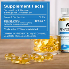 300mg Benfotiamine Capsules Fat Soluble Thiamine Vitamin B1 NON-GMO,Gluten Free