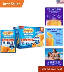 Immune+ Triple Action Immune Support Powder, Super Orange, 30 ct | With BetaV…
