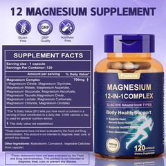 2 Pack Magnesium Complex 700mg, 12 Types for Sleep, Muscle & Bone, 240 Capsules