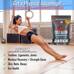PhysiVantage Collagen Peptides Powder w/ Vitamin C & BCAAs, 16oz