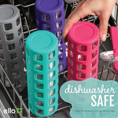 Ello Syndicate 20oz Reusable Glass Water Bottle with 20 Ounces, Bold Blue