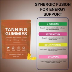 Tanning Gummies Astaxanthin Beta Carotene Sour Watermelon Vegan Sugar-Free 60ct