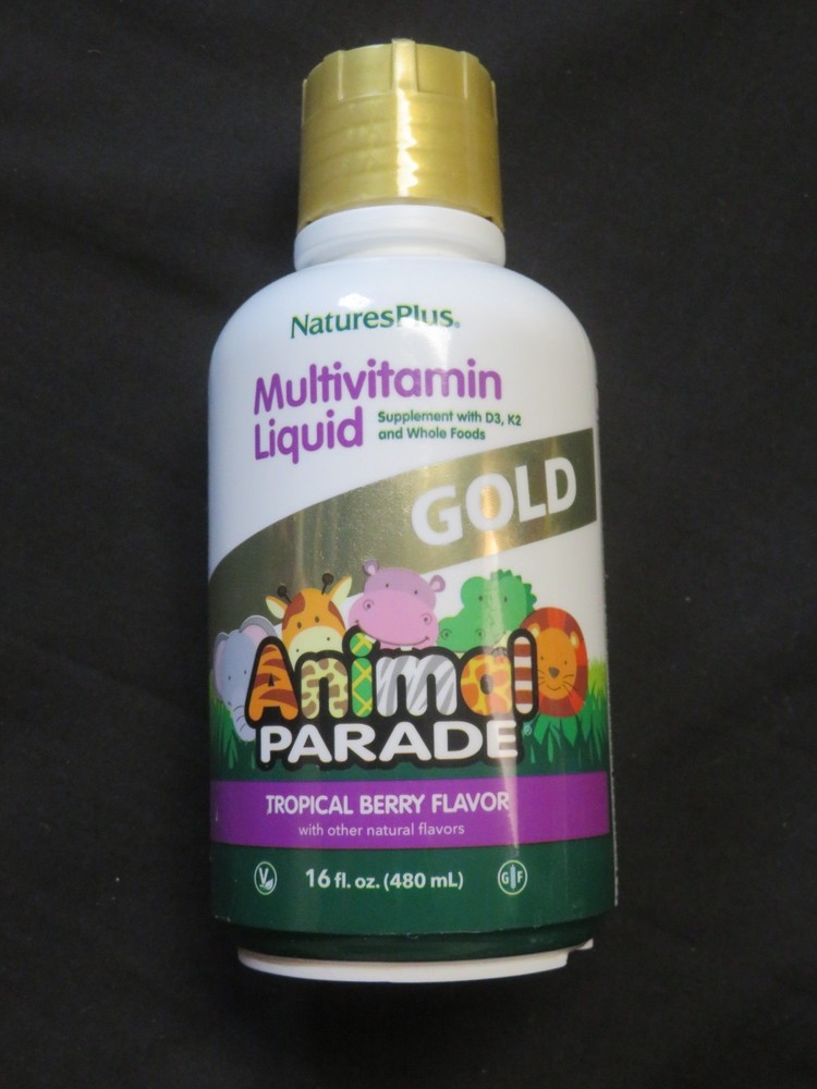 Natures Plus Multivitamin Liquid Gold Animal Parade 16 Oz 32 Serv Tropical Berry