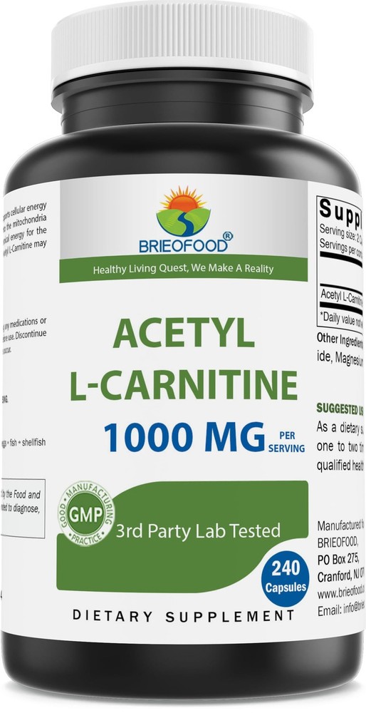 Brieofood Acetyl L-Carnitine 1000 mg Per Serving- 240 240 Count (Pack of 1)