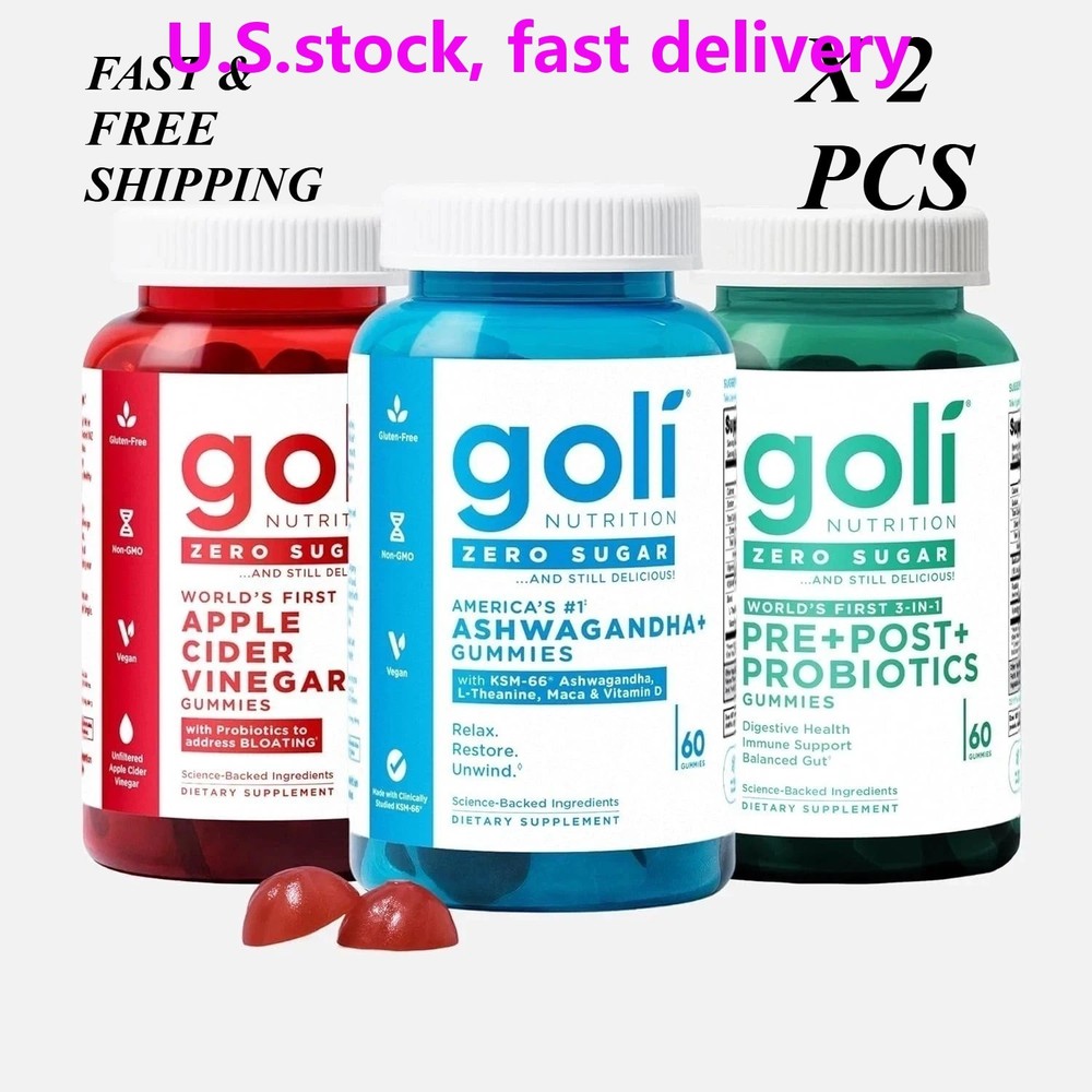 2 SETS- 3 Bottles Goli Zero Sugar Best Seller Trio Set Gummies 60Caps Per Bottle