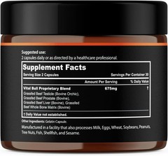 Vital Lonvera Bull Beef Organ Supplement for Man–Grass Fed Organs 60 cap