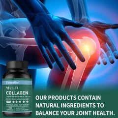 Multi Collagen Capsules – Hydrolyzed Protein Peptides -Type I,II,III,V,X
