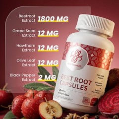 Beet Root 1800mg Extract 90 Vegan Kosher Capsules – Energy & Heart Health