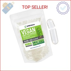 XPRS Nutra Size 00 Empty Capsules – 100 Count Clear Empty Vegan Capsules – Veget