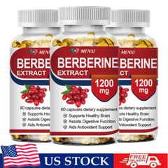 3 Packs Berberine 1200mg High Abosorption For Blood Sugar Immune 3 Months Supply