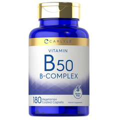 Vitamin B Complex 50 High Potency B1 B6 B12 Energy Support 180 Veg Caplets