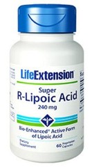 4 Pack Life Extension Super R-Lipoic Acid antioxidant 60 veg caps