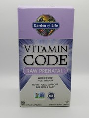 GARDEN OF LIFE MULTI VITAMIN CODE RAW PRENATAL WHOLE FOOD SUPPLEMENT 90 CAPSULES