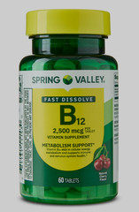 Spring Valley Vitamin B12 Quick-Dissolve Tablets 2500 mcg – Cherry – 60 Count