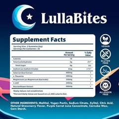 LullaBites Natural Relax Sleep Gummies Made In USA 60 Gummies 30 Daily Servings