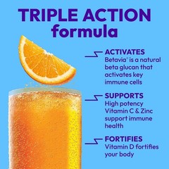 Immune+ Triple Action Immune Support Powder, Super Orange, 30 ct | With BetaV…