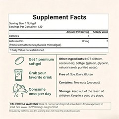 Micro Ingredients Astaxanthin 12mg – Natural Tanning, Easy-to-Swallow Softgels