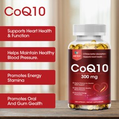 Coenzyme Q-10 300mg Antioxidant, Heart Health Support, Increase Energy & Stamina