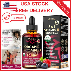 Organic Vitamin B Complex Liquid Drops – B1, B2, B3, B5, B6, B7, B8, B9, B12