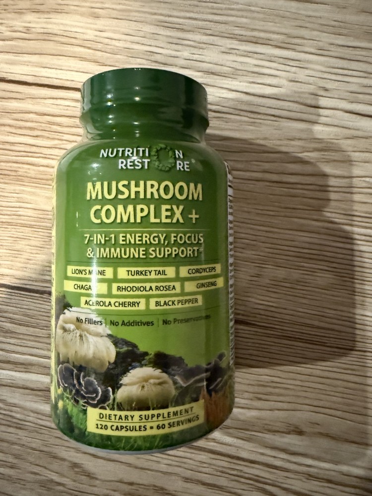 Organic Mushroom Complex + 120 Capsules -2 per serving EXP 2/28 NEW